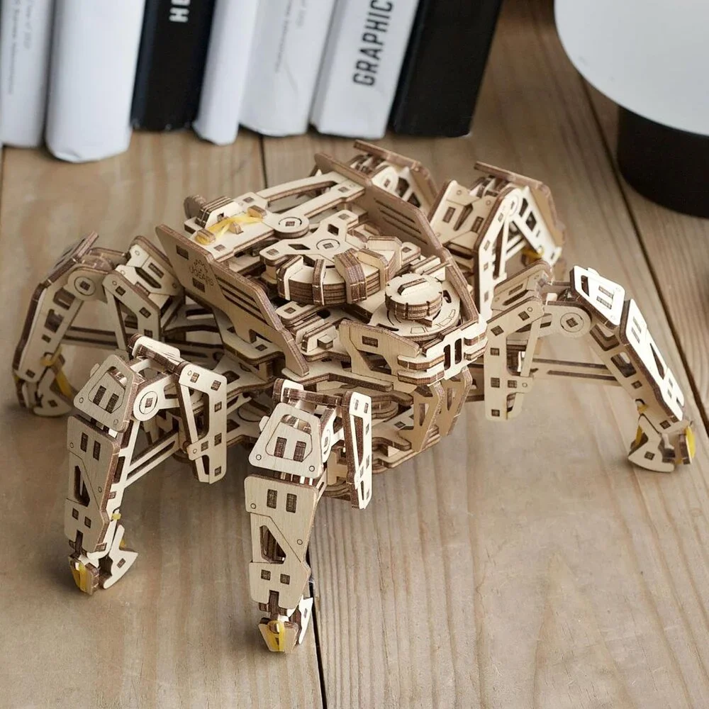 NEW Ugears Hexapod Wooden 3D Puzzle Walking Robot Model Kits Spider Gift Real wa